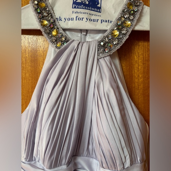 Light Purple Halterneck Formal Dress with Jewelled Neckline - Picture 4 of 12